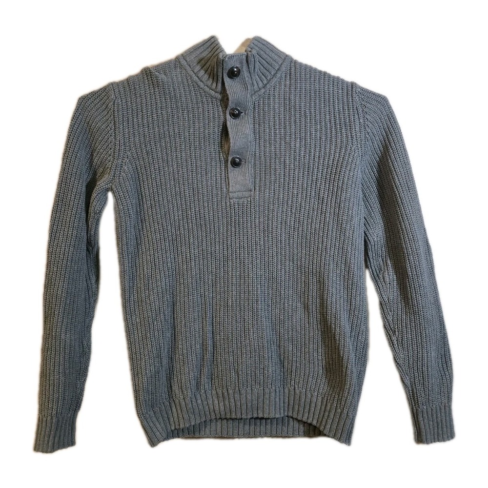 L.O.G.G. H & M Mens Gray Buttons Cardigan Sweater Cable Knit Style Size LG